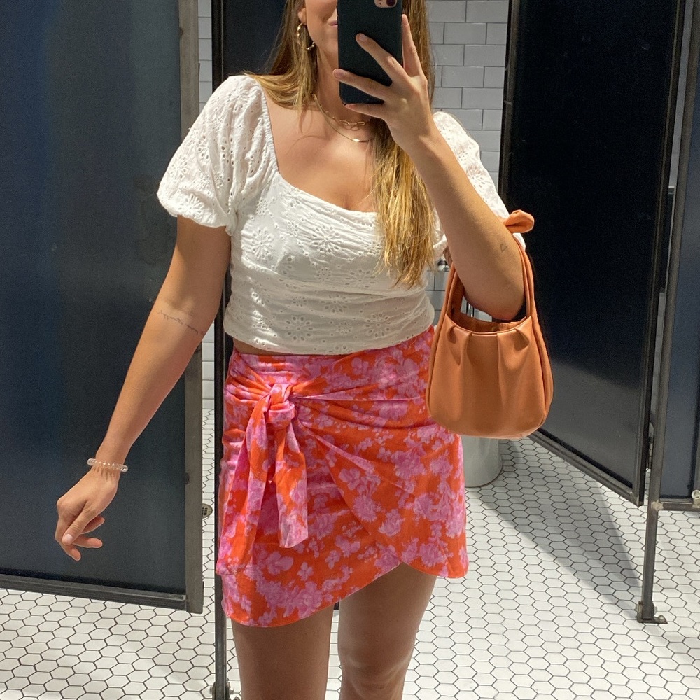 Do+Be Floral Tropical Retro Miniskirt Sz L fits 6-8 EUC